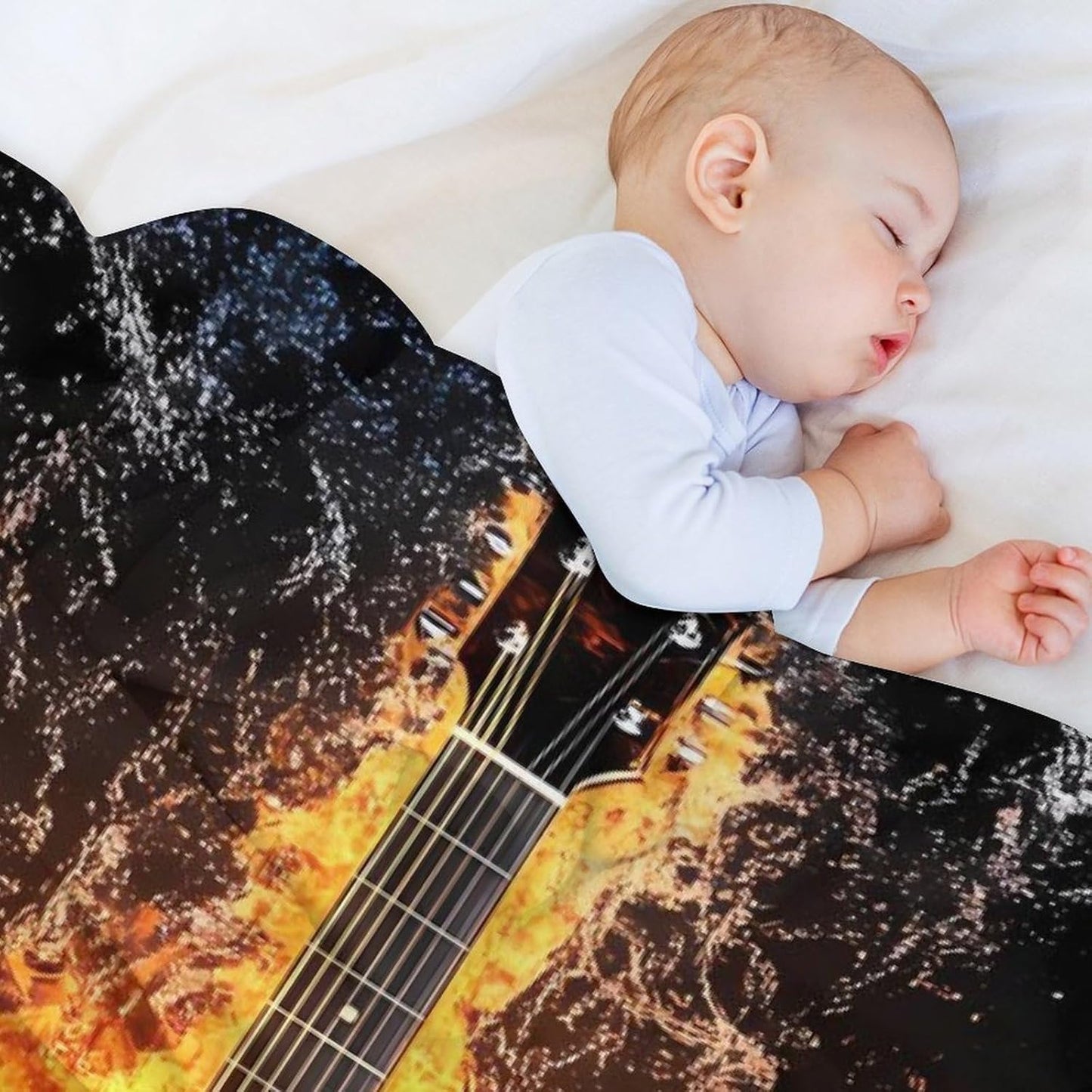 Fire Guitar Throw Blanket for Couch Bed Plush Cozy Fuzzy Flannel Blanket for All Season 40"x60"