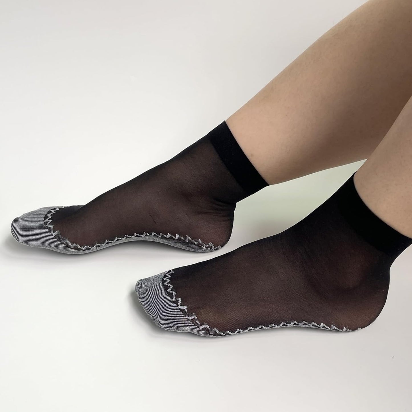 12 Pairs Nylon Socks for Women, Antil-Slip Thin Ankle High Tight Socks w/Reinforced Sole and Toe, by Daisy&Dino