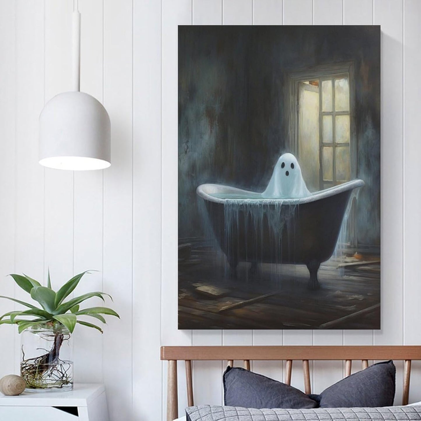 Dark Funny Ghost Bathroom Reading Halloween Classic Movie Posters At Room Aesthetic Posters Cool Artwork Wall Art Home Decor Gift Ideas (2) Canvas Art Poster And Wall Art Picture Print Modern Family B