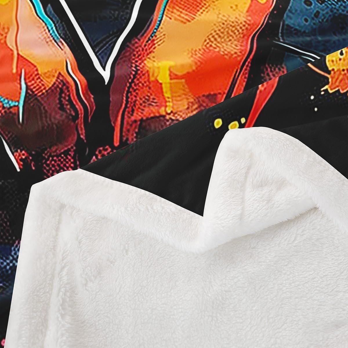 Erosebridal Headphones Blanket Throw 50"x60",Music Theme Headphone Blankets and Throws for Kids Boys Girls,Musical Fleece Blanket Grunge Colorful Graffiti Sherpa Blanket Bedroom Decor