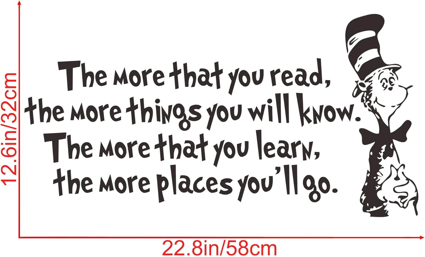 Removable Vinyl Black The More That You Read, The More Things You Will Know Inspirational Education Wall Decals Stickers Decor for Kids Bedroom Living Room Classroom Offices