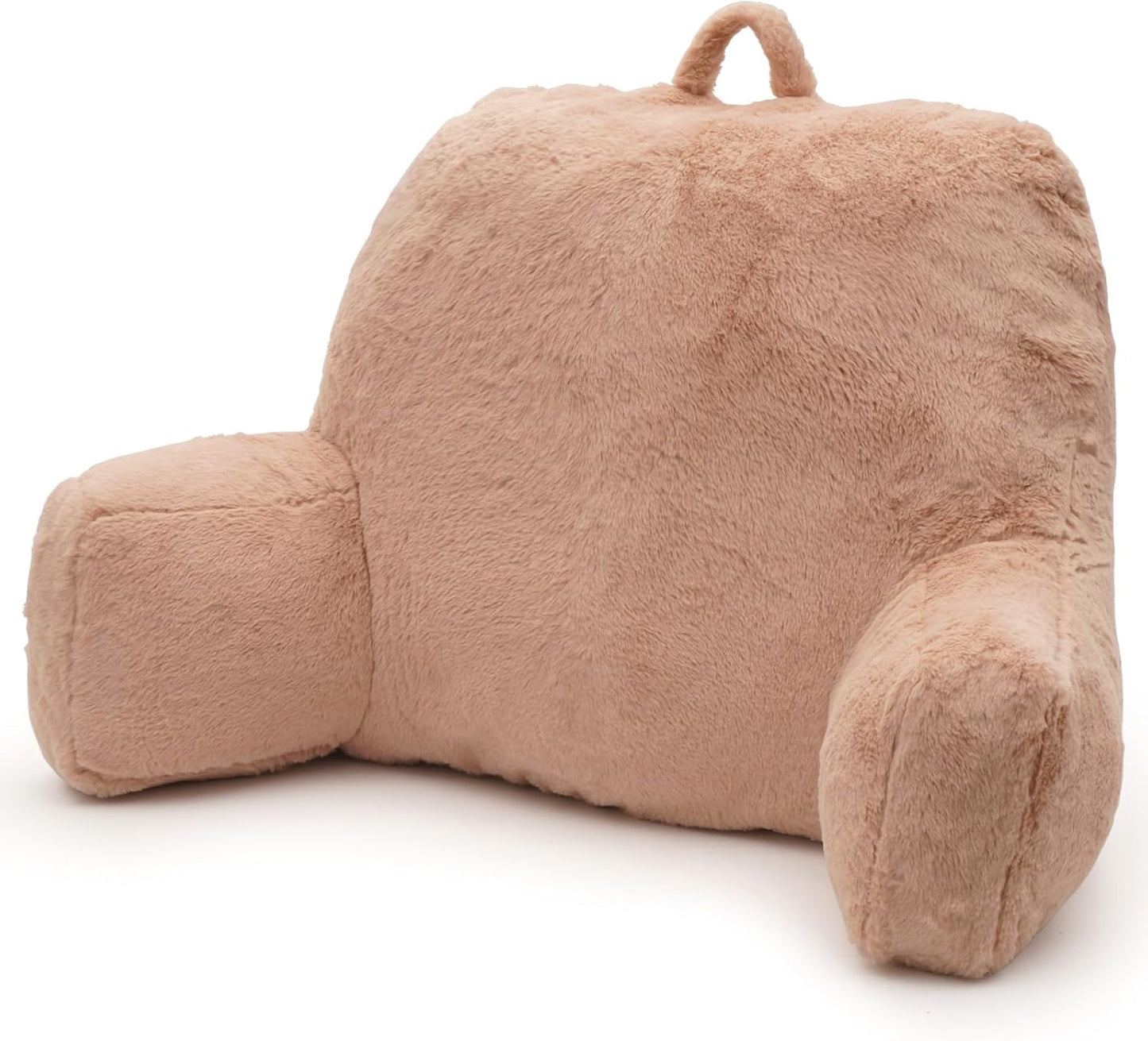 Reading Pillow Large Bed Pillow,Backrest Pillow with Arms, Back Support Pillow for Sitting Up in Bed, Couch for Lounging Bedrest,Camel