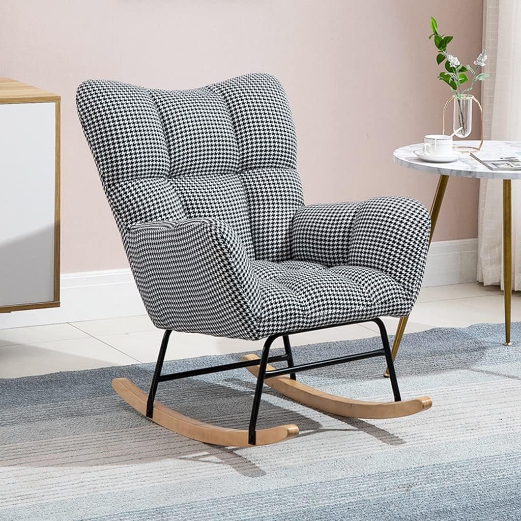 LSLYTQ Lazy Sofa Rocking Chairs, Apartment Balcony Leisure Rocking Chair, Adult Single Lounger, Reclining Sofa w High Back and Armrests