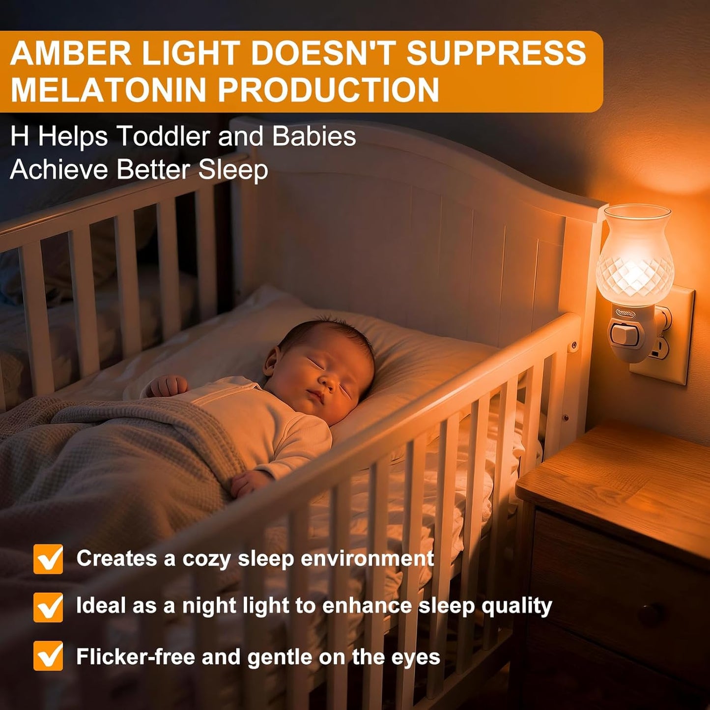 KINUR Night Light Bulbs, C7 LED Bulbs E12 Candelabra Base Amber 2200K, 1 Watt Equivalent 10W Incandescent Bulb, Salt Lamp and Window Candles & Chandeliers Replacement Bulb 6 Pack (6, Amber)