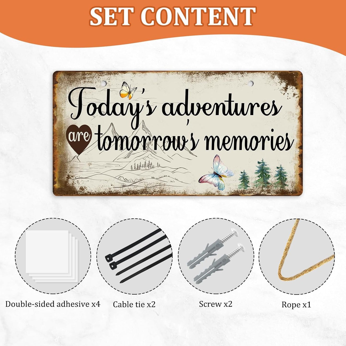 Camper Decor RV Wall Decor Camping Sign Campsite Decorations RV Accessories for Inside Outside Camp Decoration Today's Adventure Are Tomorrow's Memories Sign 10x5 Inches PVC Hanging Plaque
