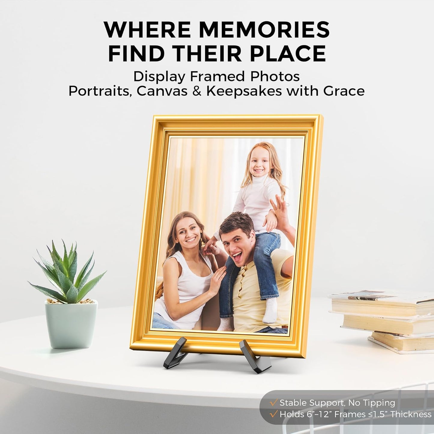 TR-LIFE Plate Stands for Display - 6 Inch Plastic Picture Frame Holder Stand, Easel for Book, Photo, Sign, Plaque, Decor (2 Pack)