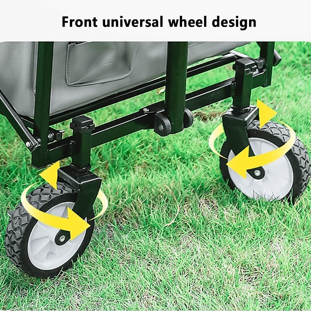 Portable Camping Cart,Outdoor Folding Utility Wagon Outdoor Garden Trolley Folding Pull Cart Beach Wagon with Handle Family Utility Truck for All Terrain Load Capacity 100 Kg