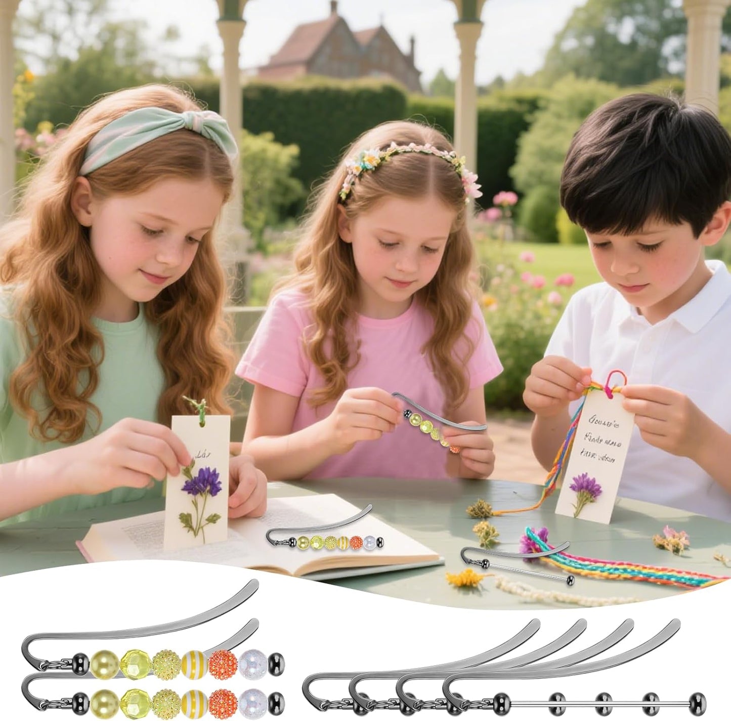 24 Pcs Beadable Bookmarks DIY Metal Bookmark Bar, Metal Beadable Blank Bar Beaded Bookmark Craft Jewelry Pendant DIY Modern, Charm Gifts for Book Lovers, Students, Teachers Office Supplies (Black)