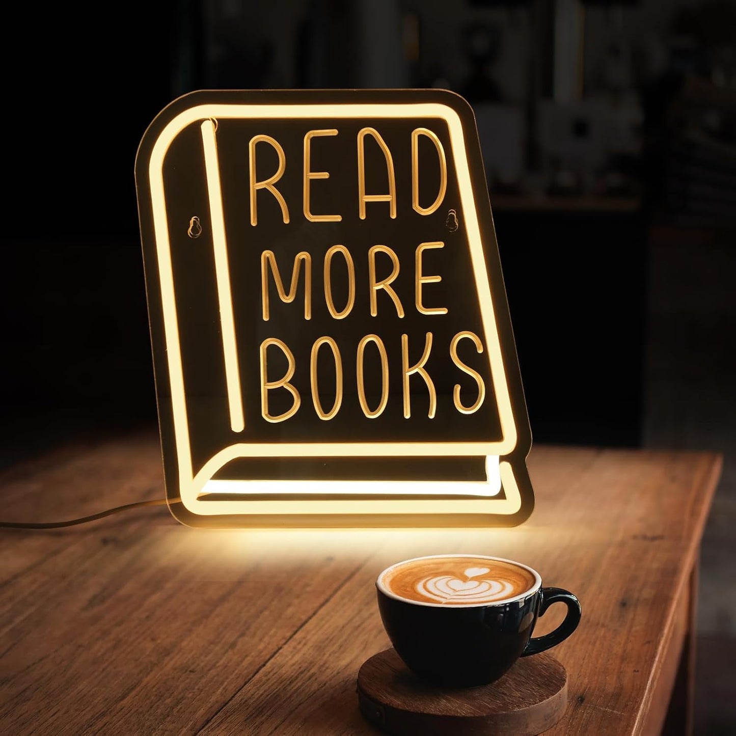 Read More Books Neon Sign - Dimmable Book Neon Lights LED Light Up Sign for Bedroom, Bookstore, Library, Study Room - Classroom and Museum Decoration (11.8"*10.6")"（1pack）