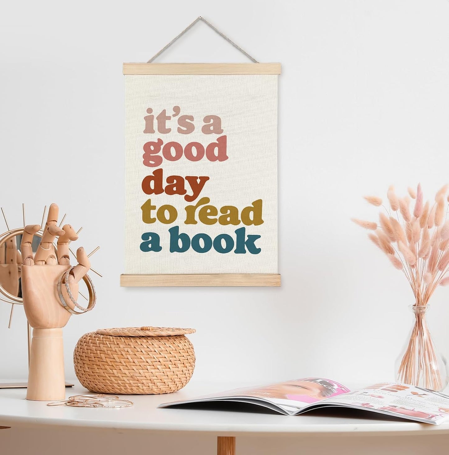 Yomisex Book Reading Wall Art Poster, Reading Nook Corner Decor, Library Decor, It's a Good Day to Read a Book Bookish Canvas Prints Wall Art Framed for Classroom Home Decor, 12x16 Inch