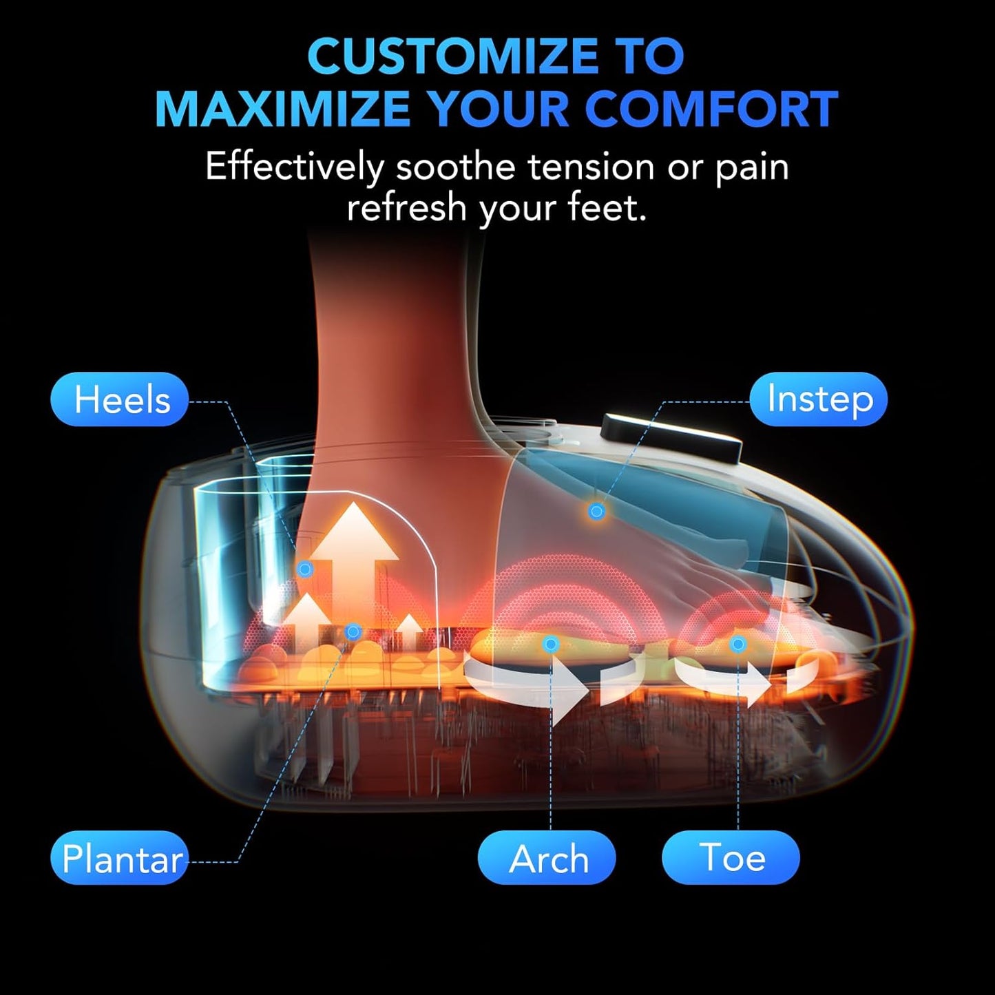 SKG YS100 Shiatsu Foot Massager with Heat and Remote, Feet Massager with 3 Air Compression Modes, for Plantar Fasciitis and Neuropathy, Fits up to Size 13 for Men Women