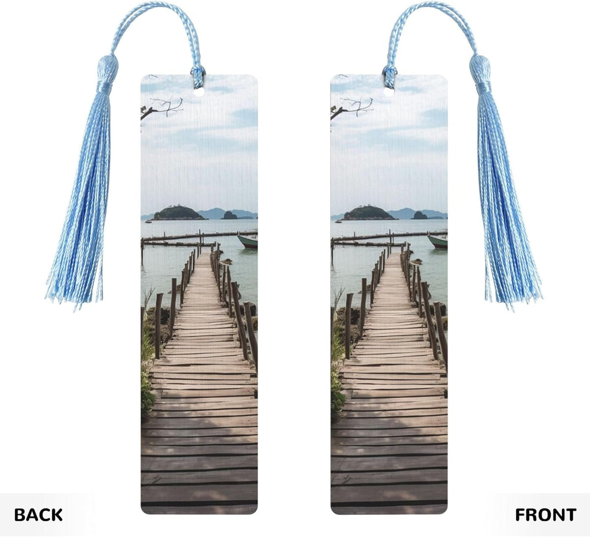 Wooden Path Bookmarks Gifts for Women Men, Wooden Bookmarks for Book Lovers, Vintage Book Marks Ornaments with Tassel, Unique Personalized Reading Page Markers Sky Blue