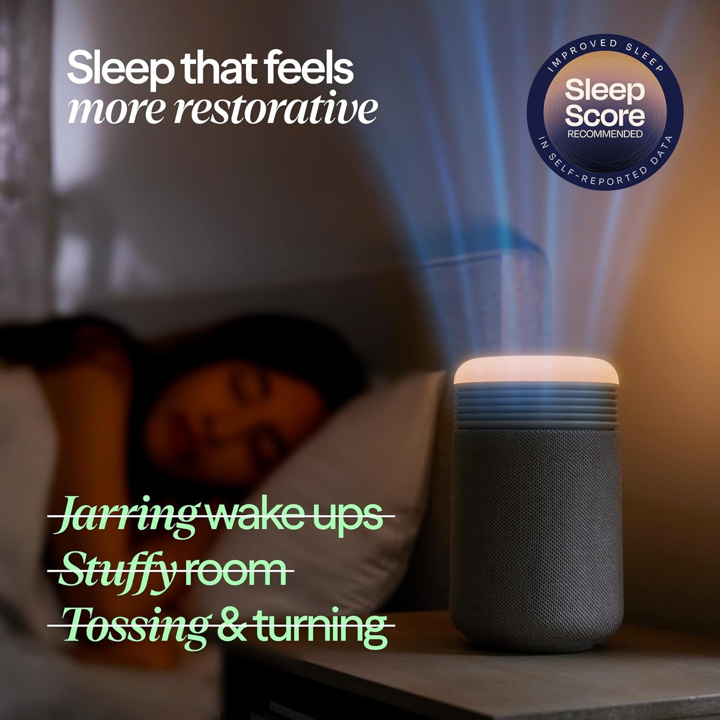 BLUEAIR Purifier for Bedroom - Mini Restful - Sunrise Clock with HEPASilent Filtration and Wake Up Light - Cleans Air and Supports Circadian Rhythm - USB-C and App Connectivity, Blue