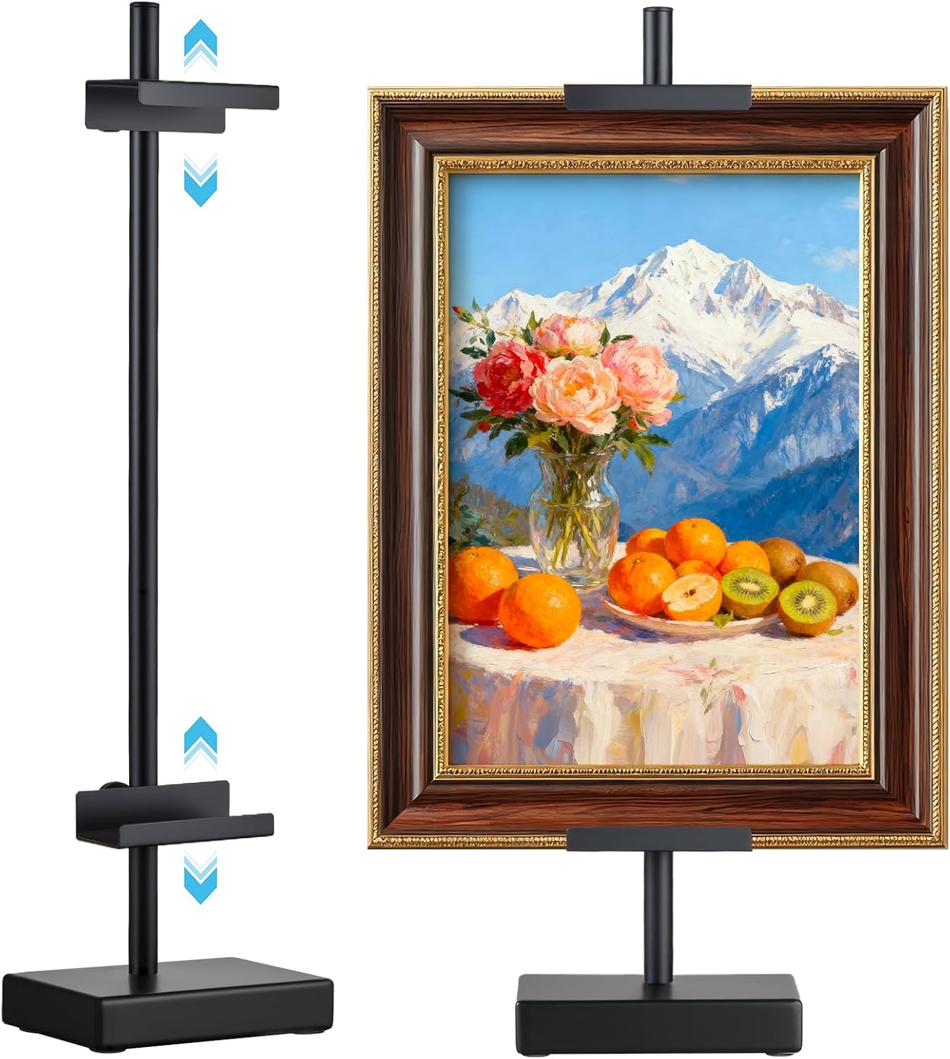 Adjustable Tabletop Easel Stand, Picture Easel Stand up to 17” H, Metal Picture Frame Holder for Artwork, Photo, Signs & Certificates (Black)