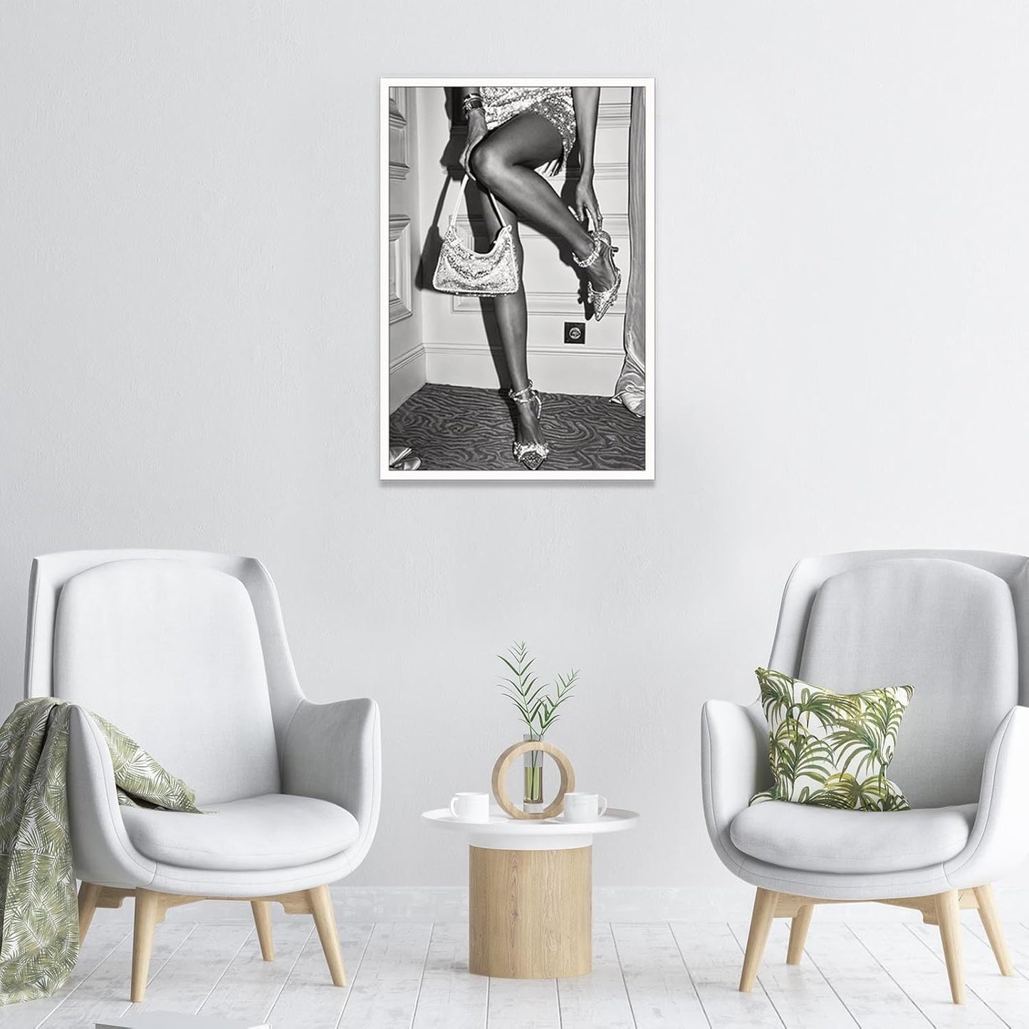 KFDJIG Vintage Fashion Girly Poster Black And White Feminist Photography Wall Art Retro Beautiful Chic Woman Picture Canvas Prints For College Dorm Bedroom Decor 12x16in Unframed