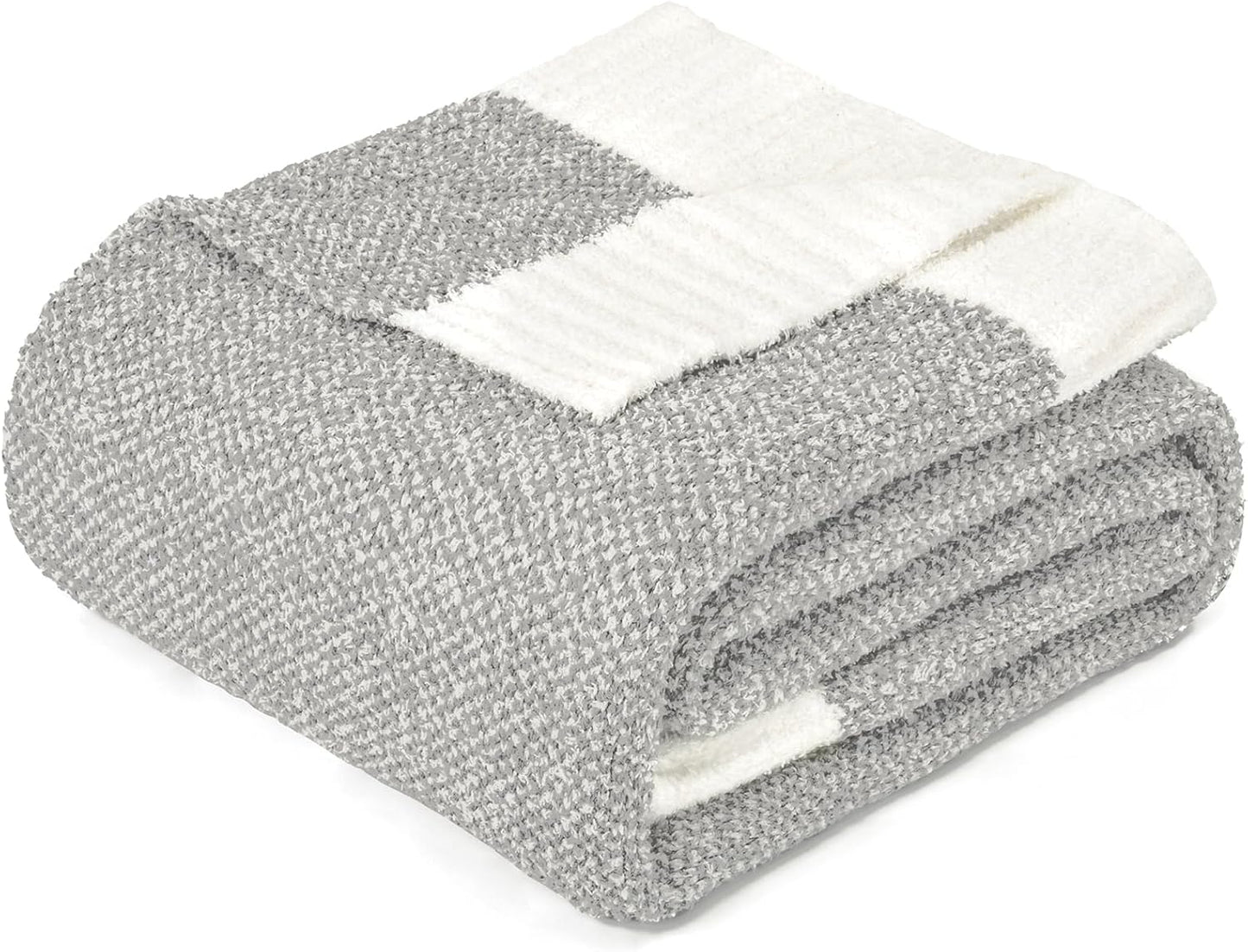 MACEVIA Grey Knit Throw Blanket for Couch 50" x 60" Super Soft Cozy Warm Bed Throws Winter Blankets for Sofa (Heather Grey)