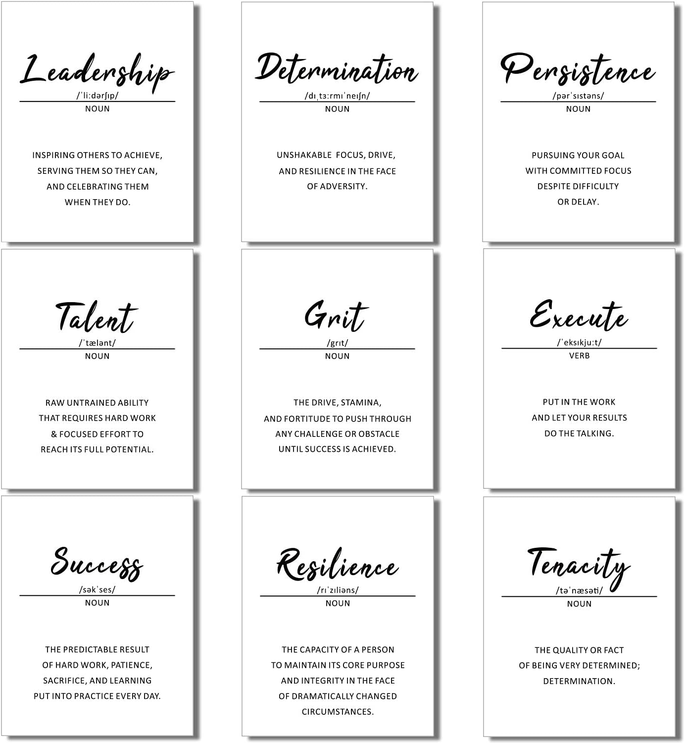 Outus 9 Pcs Motivational Posters Wall Art Decor Inspirational Sayings Quotes Phrases for Office Classroom Home Decor Positive Prints for Teens Adults Living Room Bedroom,Unframed, 8 x 10 Inch (White)