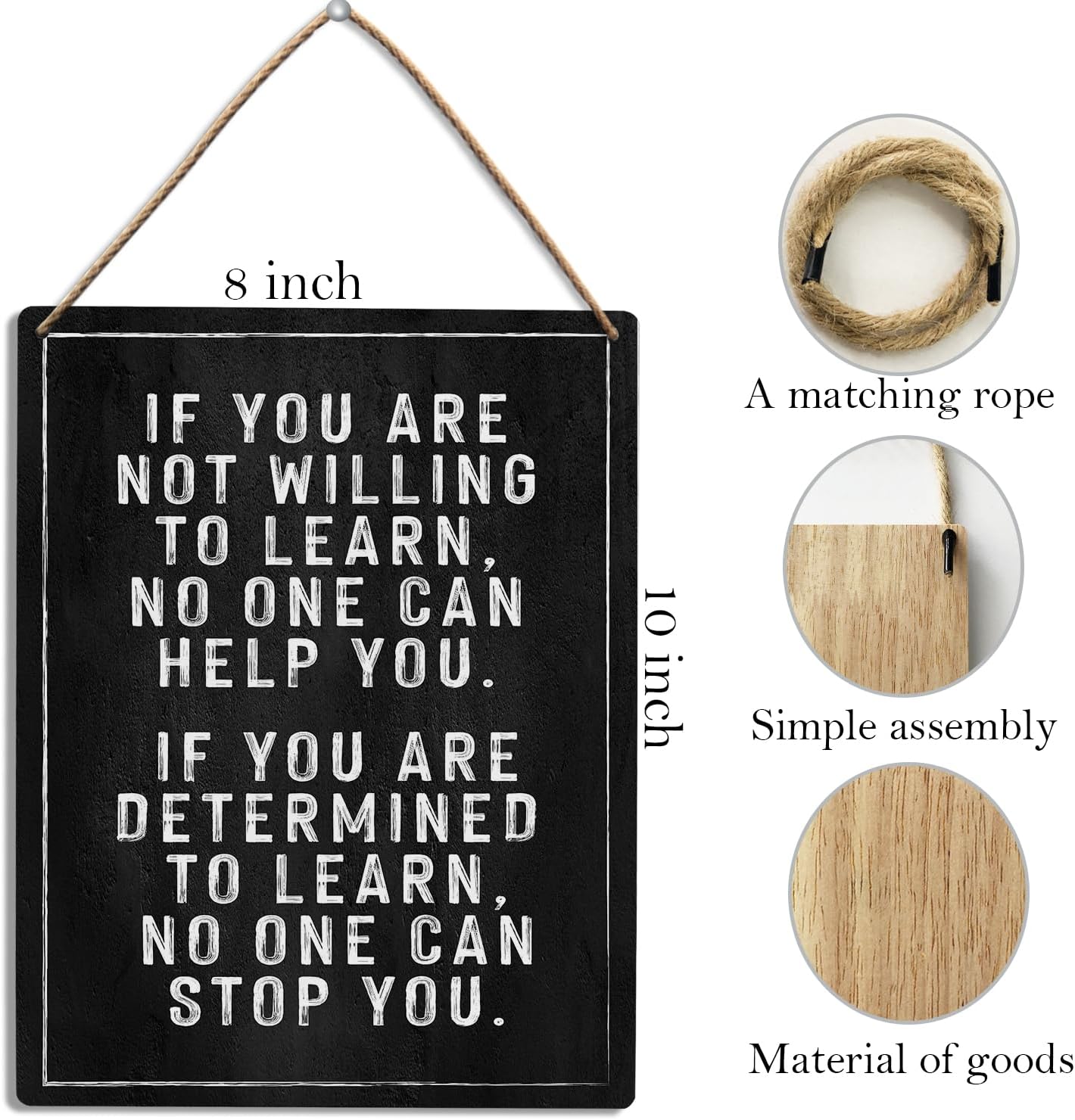 Positive Affirmations Wall Decor, Inspirational Wall Decor, Motivational Wall Wood Hanging Sign, Classroom Reading Room Kids Room Wooden Slogan Hanging Sign 8X10 Inch