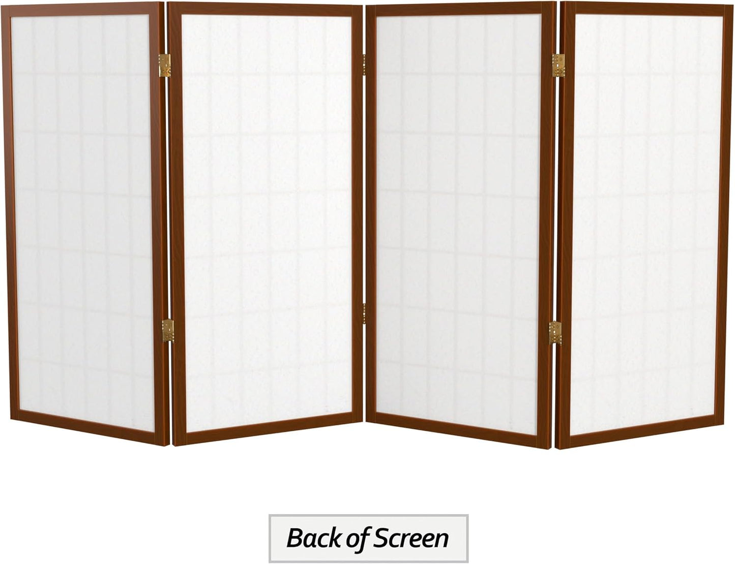 3 ft. Short Window Pane Shoji Screen - Walnut - 4 Panels