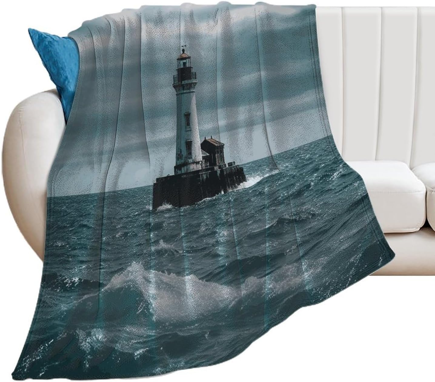 Lighthouse Ocean Throw Blanket for Couch Super Soft Warm Lightweight Throw Blankets Cozy Flannel Bed Blanket Cute Decorative Blankets for All Seasons Home Decor Gift 60"*80"（150 * 200cm）