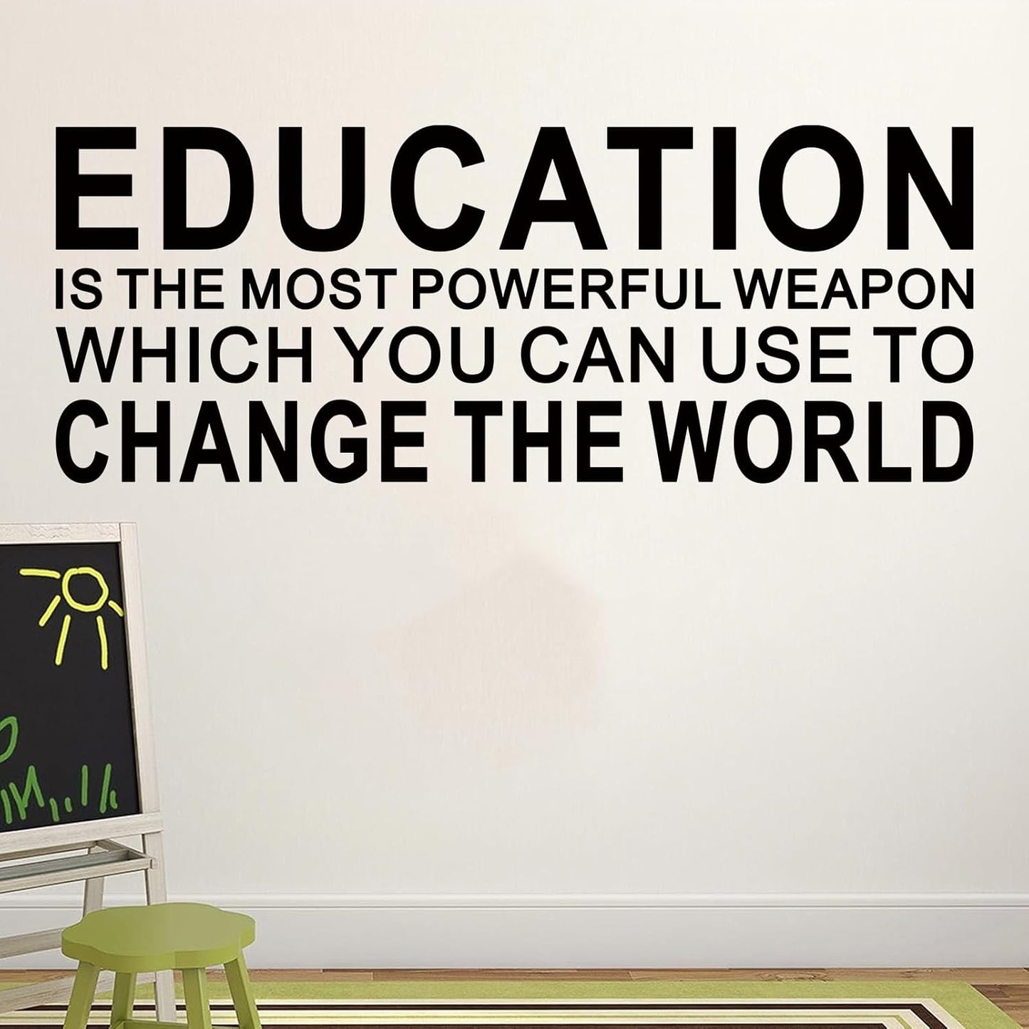 Motivational Quotes Wall Stickers for Classroom: Inspirational Vinyl Art Wall Decals for Library School - Education Change The World 23" X 9"