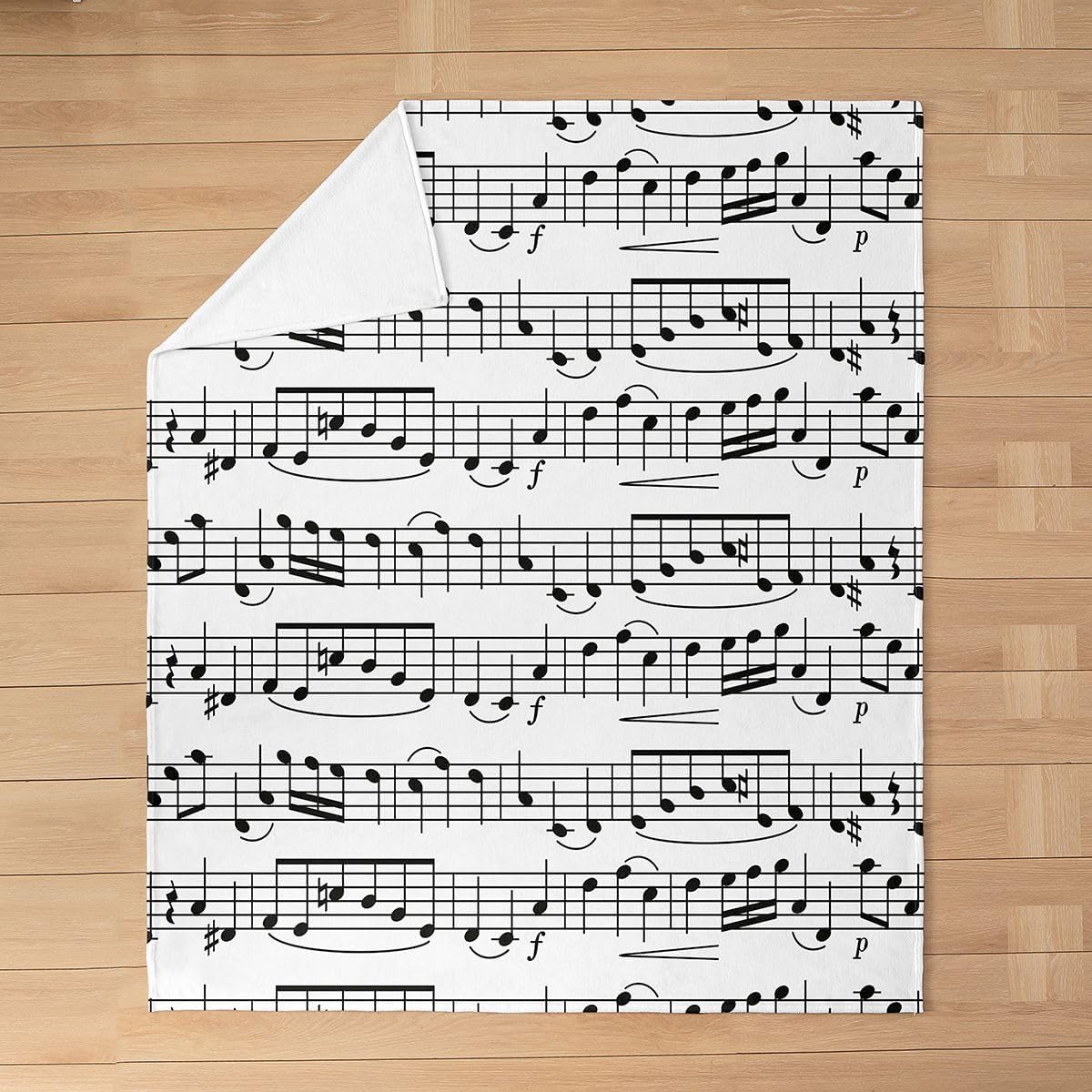 Music Throw Blanket for Music Lovers,Black White Music Notes Fleece Blanket All Season Soft Throw 50x60,Geometric Lines Art Fuzzy Blanket Lightweight,Teens Musician Flannel Blanket Living Room Decor
