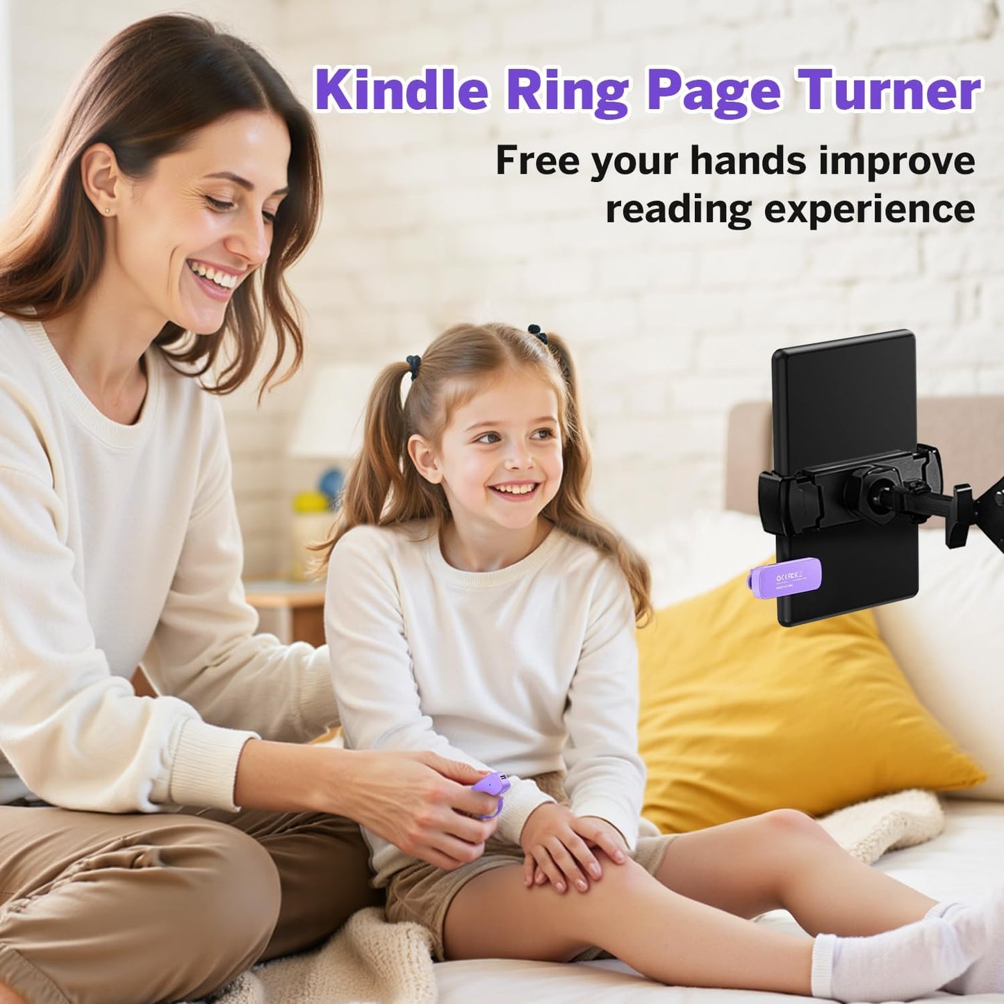 Page Turner Ring for Kindle,Remote Control for iPhone iPad Android Tablets E-Readers,Clicker Page Turner for Kindle Accessories for Camera Video Record&Shutter Selfie (Purple)