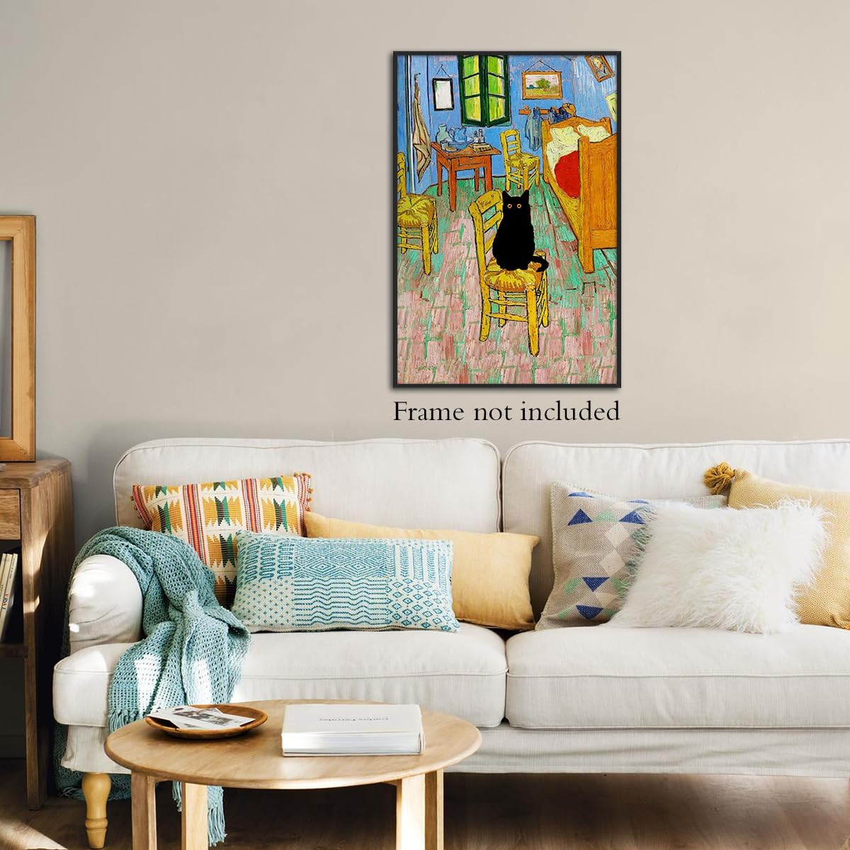 XMJJQQ Retro Vincent Van Gogh Canvas Wall Art Famous Prints Painting Bedroom in Arles Funny Black Cat Aesthetic Poster Rustic Cottagecore Farmhouse Gallery Wall Decor for Bedroom 12x16in Unframed