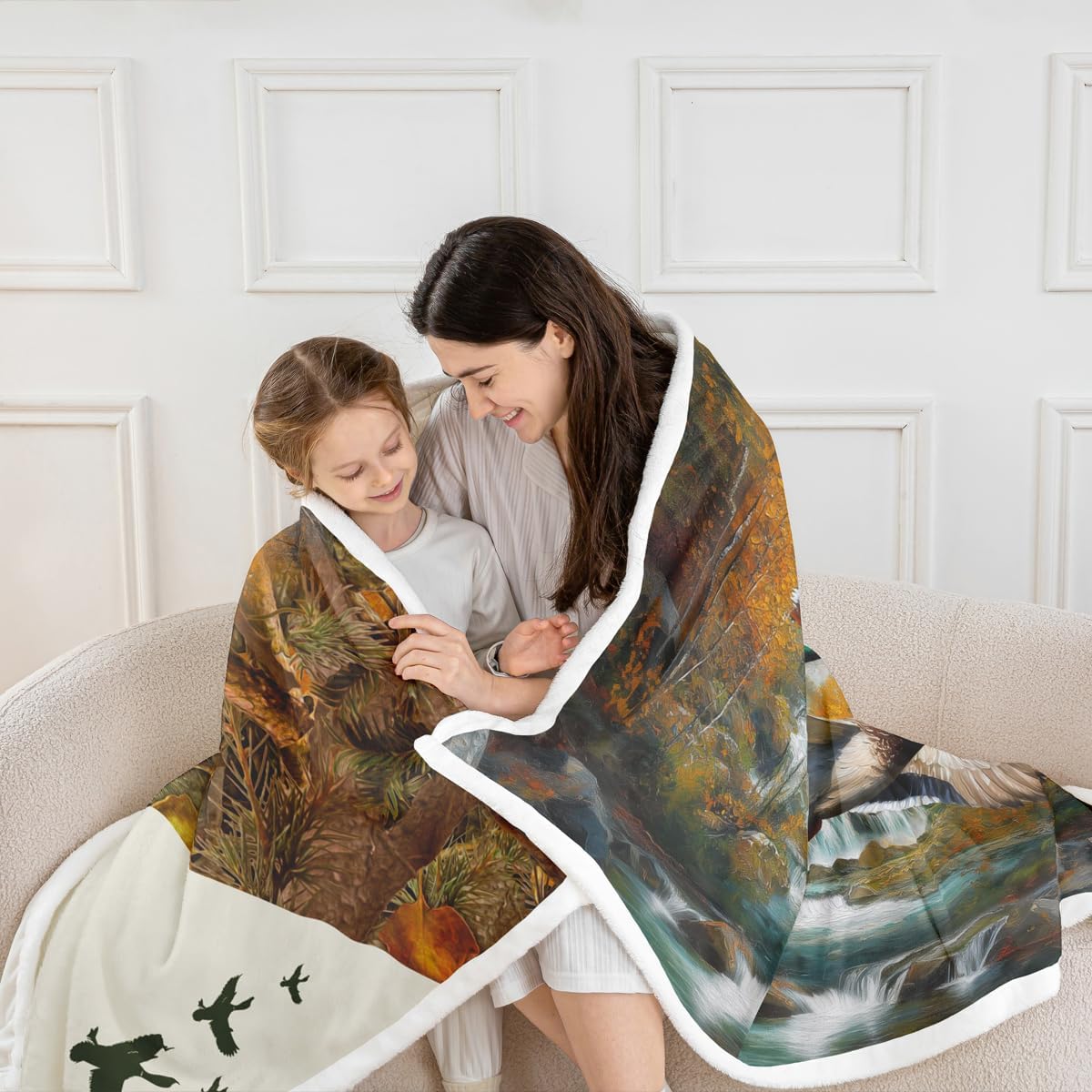 Erosebridal Duck Hunting Throw Blanket - Wild Animal Mallard Theme Fleece 50"x60" - Dog Hunter Wildlife Flying Fuzzy Sherpa for Rustic Farmhouse