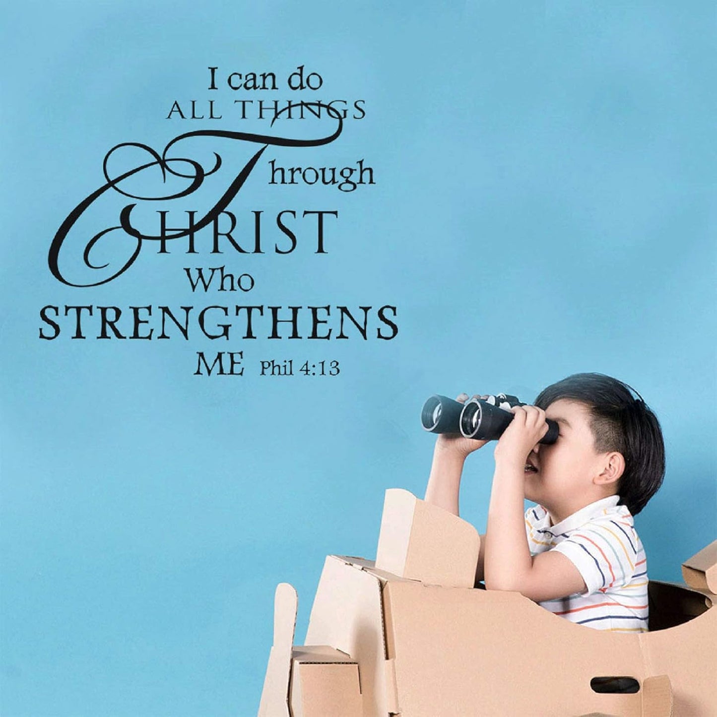 Inspirational Wall Decor Quotes Stickers–I Can Do All Things Through Christ Who Strengthens Me– Decor for Living Room Bedroom Classroom Playroom Nursery Room Wall Decals Decorations