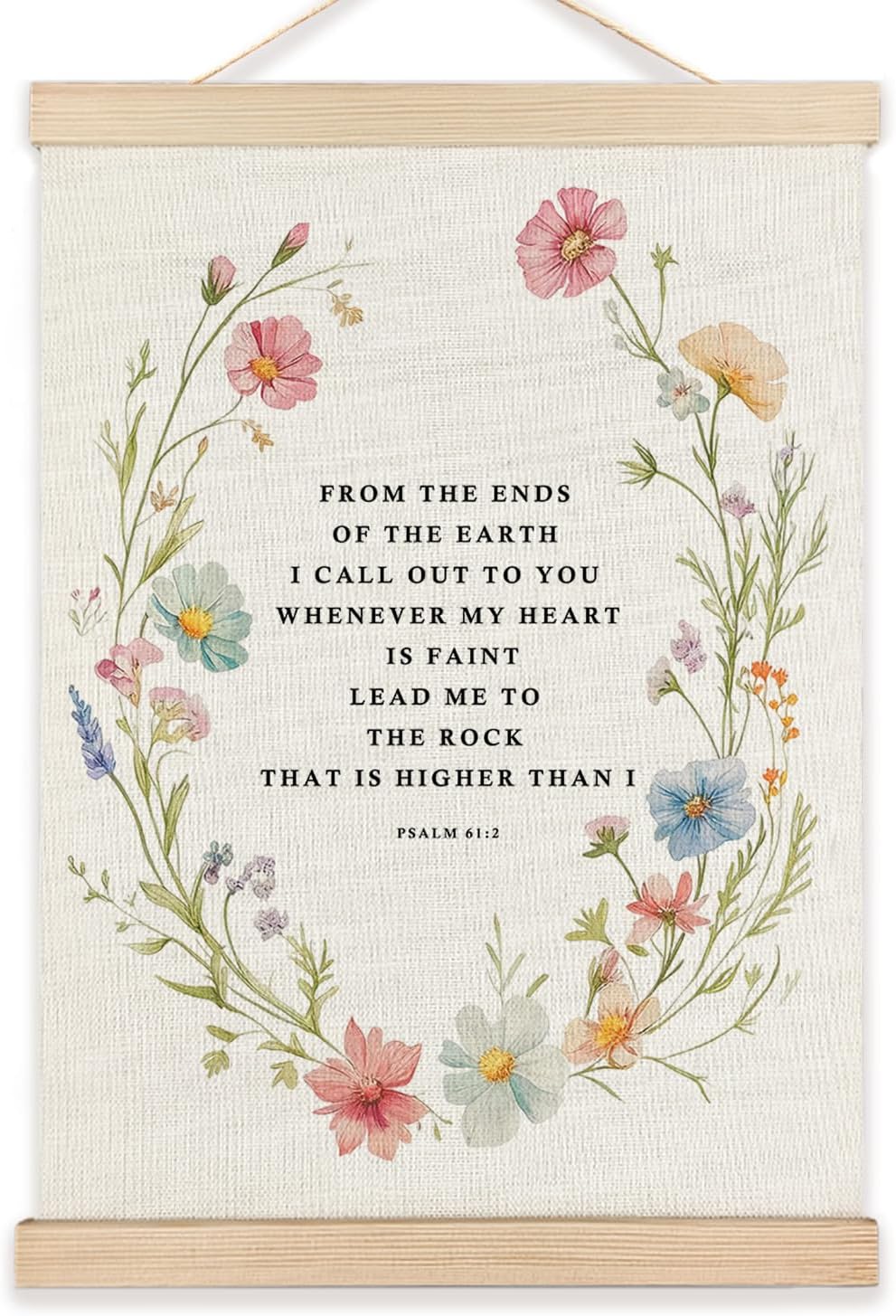 LZYRF Boho Floral Christian Wall Decor, Psalm 61:2 Bible Verse Religious Wall Decor for Church Prayer Room Office, 12x16 Inch