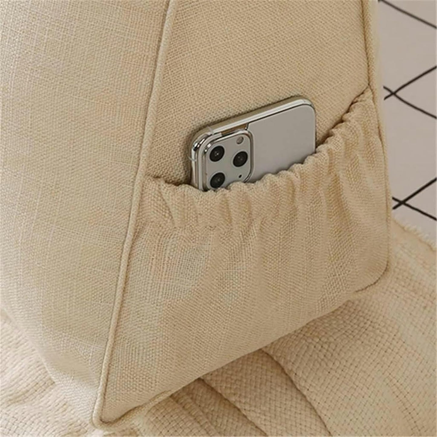 Large Back Cushion, Removable Washable Headboard Solid Color Wedge Pillow Triangular Positioning Support Reading Cushion Bed Rest Pillows(Brown,80 * 50 * 20cm)