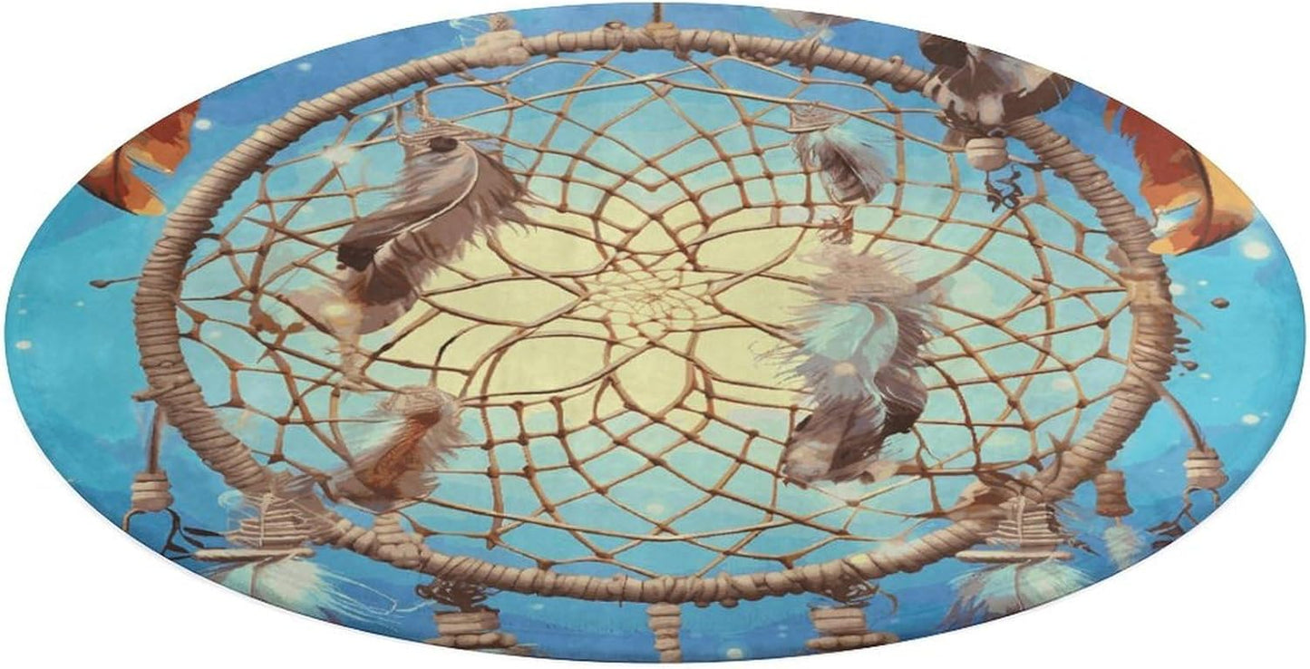 Catch Dream Net Circle Rug Retro Luxury Coral Velvet Floor Mat Non Slip Soft Indoor Floor Carpet Comfy Thickened Area Rugs Modern Aesthetic Minimalist Carpets for Home Decor