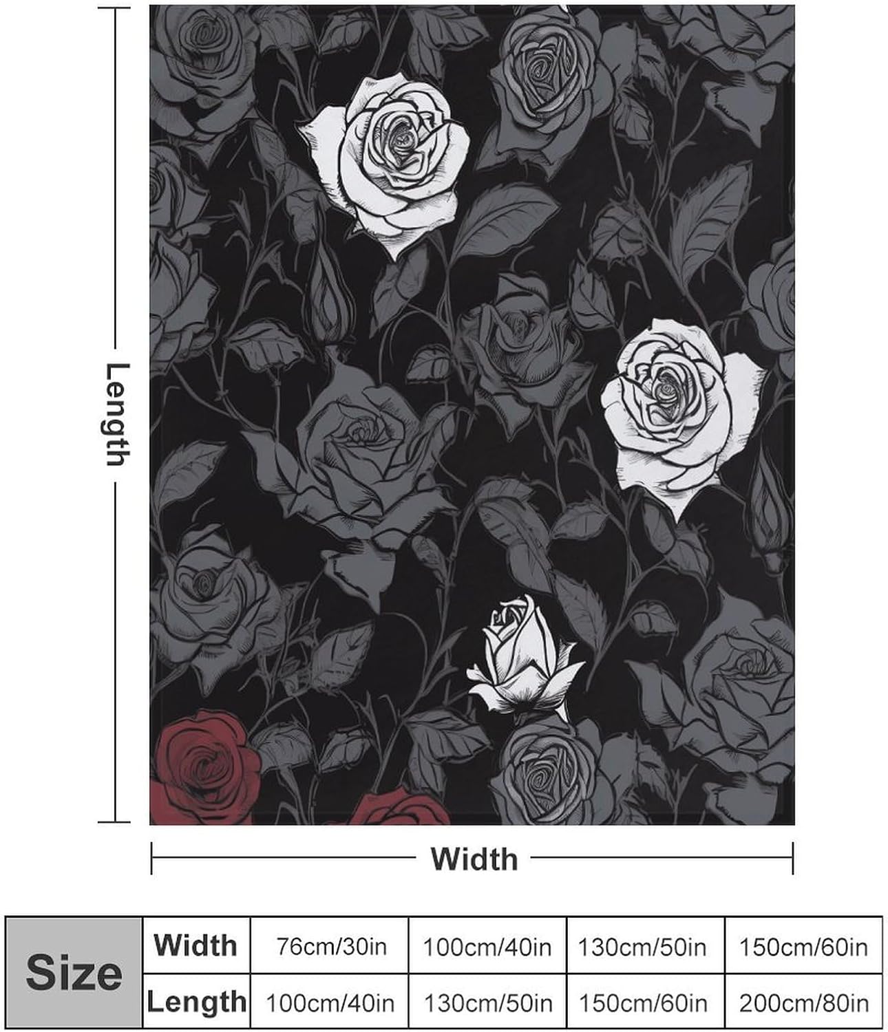 Rose Gothic Blanket Super Soft Lightweight Throw Blanket Cute Cozy Warm Bed Blanket Decorative Fuzzy Blanket All-Season Home Decor Gift for Sofa Couch Living Room 50"*60"（130 * 150cm）