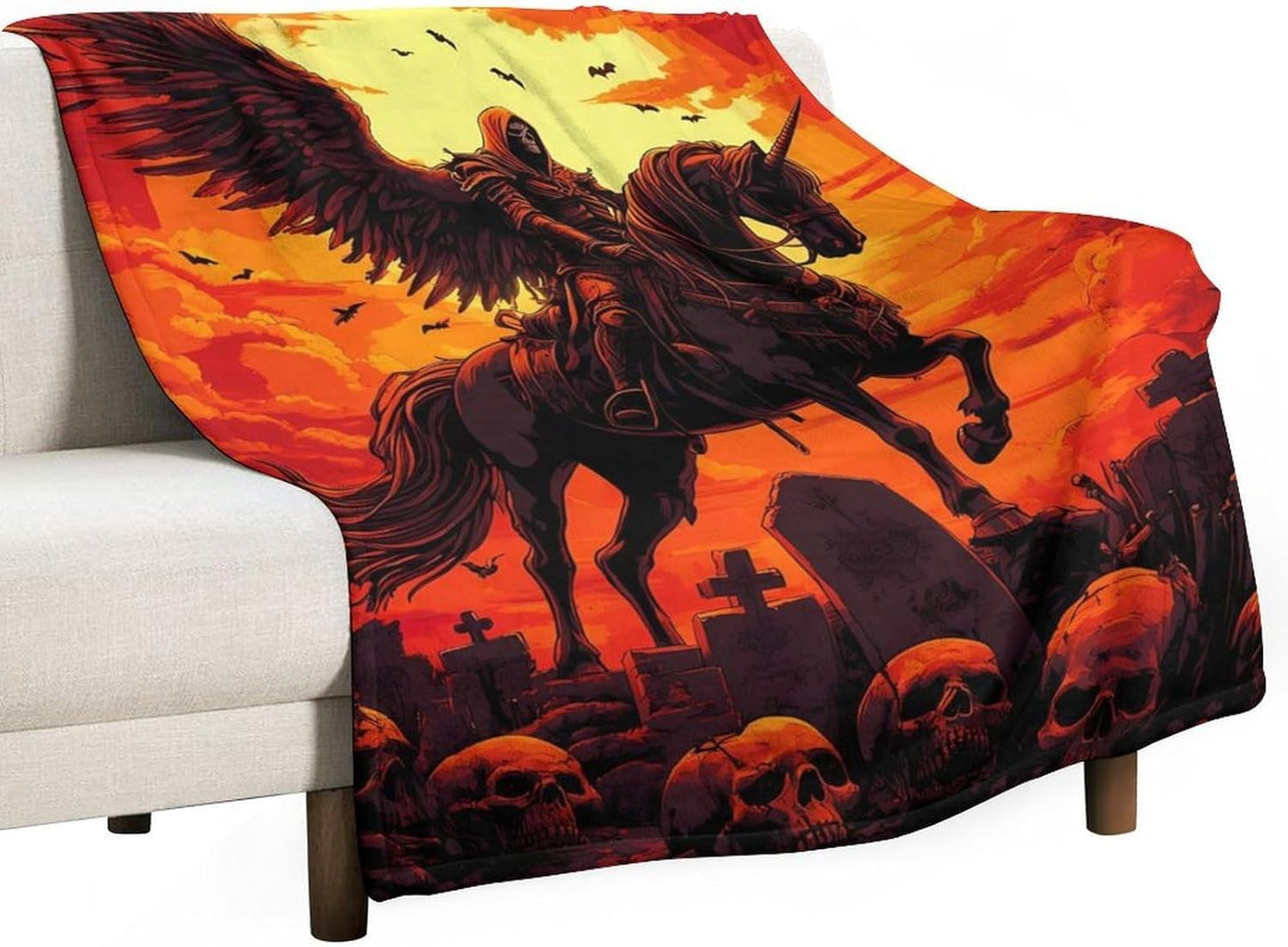 Reaper Horse Throw Blanket for Couch Bed Plush Cozy Fuzzy Flannel Blanket for All Season 60"x80"