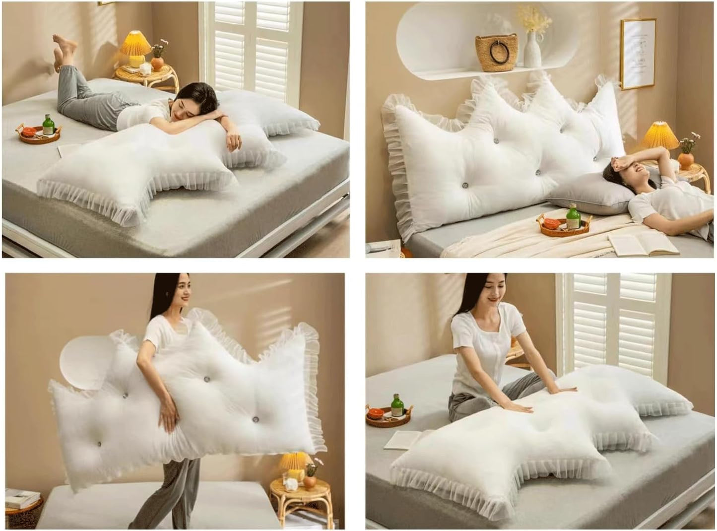 Large Wedge Headboard Pillow Velvet Backrest Pillows for Sitting in Bed Back Positioning Support Removable Daybed Bunk Bed Reading Pillow(Size:59"/150cm,Color:E)