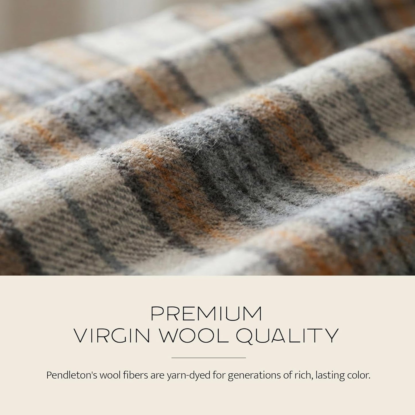 Pendleton Eco-Wise Easy Care 100% Wool Blanket, Responsibly Sourced, Heirloom Quality, Washable All Season Blanket, Twin 66" x 96", Ivory