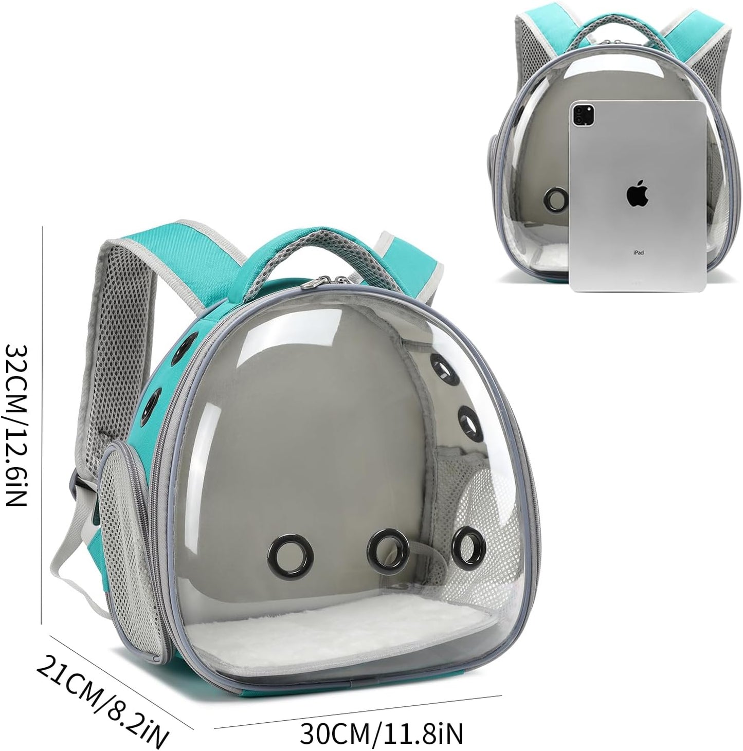 Portable Travel pet Backpack Carrier Hamster Bag Guinea Pig Bird Small Dog cat Turtle Carrier Rabbit Cage Squirrel Bearded Dragon Breathable Hangbag (Green)
