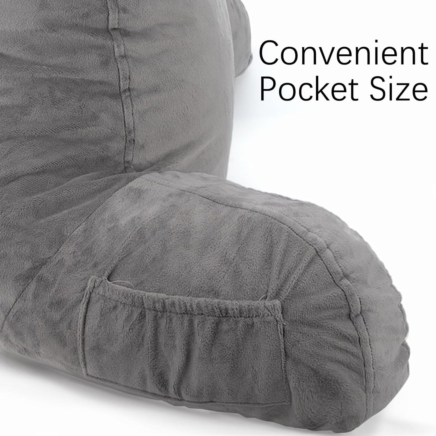 Large Reading Pillow Cover for Backrest Pillow, 19" Soft Polyester Velour Bed Rest Pillow Cover Fits Standard Size Reading Pillows, Dark Grey