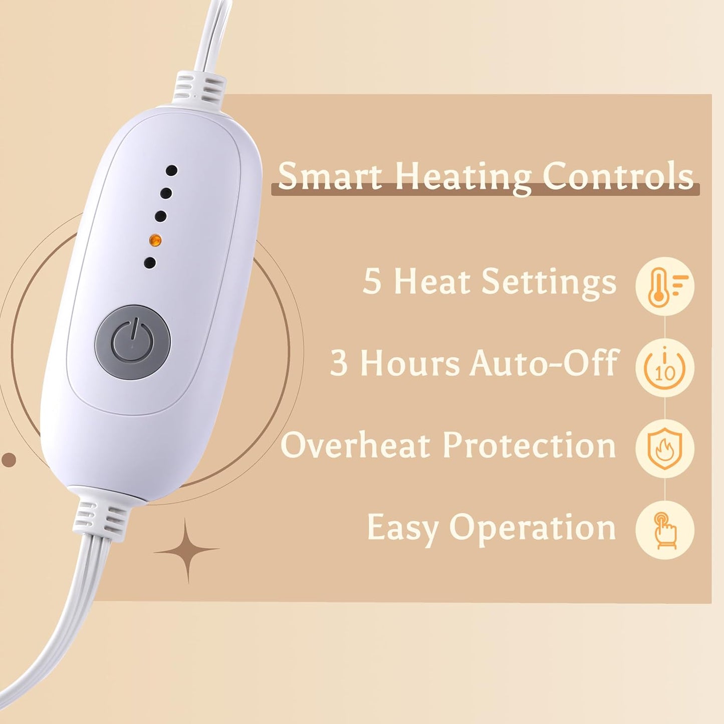 Electric Heated Blanket Throw Size 50" x 60" - 5 Heat Settings & 3H Auto-Off, Microplush Flannel & Sherpa, Machine Washable, Overheat Protection, Ideal Gifts for Home/Bedroom/Sofa, Lavender Purple