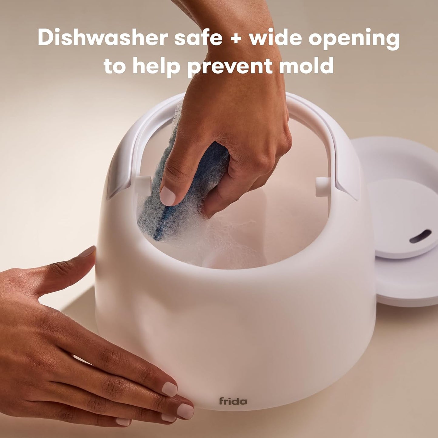 Frida Baby 3-in-1 Cool Mist Humidifier for Large Rooms, Top Fill Humidifier for Bedroom, Allergy Relief, 60 Hour Runtime + Nightlight, Auto Shut-Off, Quiet, Carry Handle, Essential Oil Diffuser