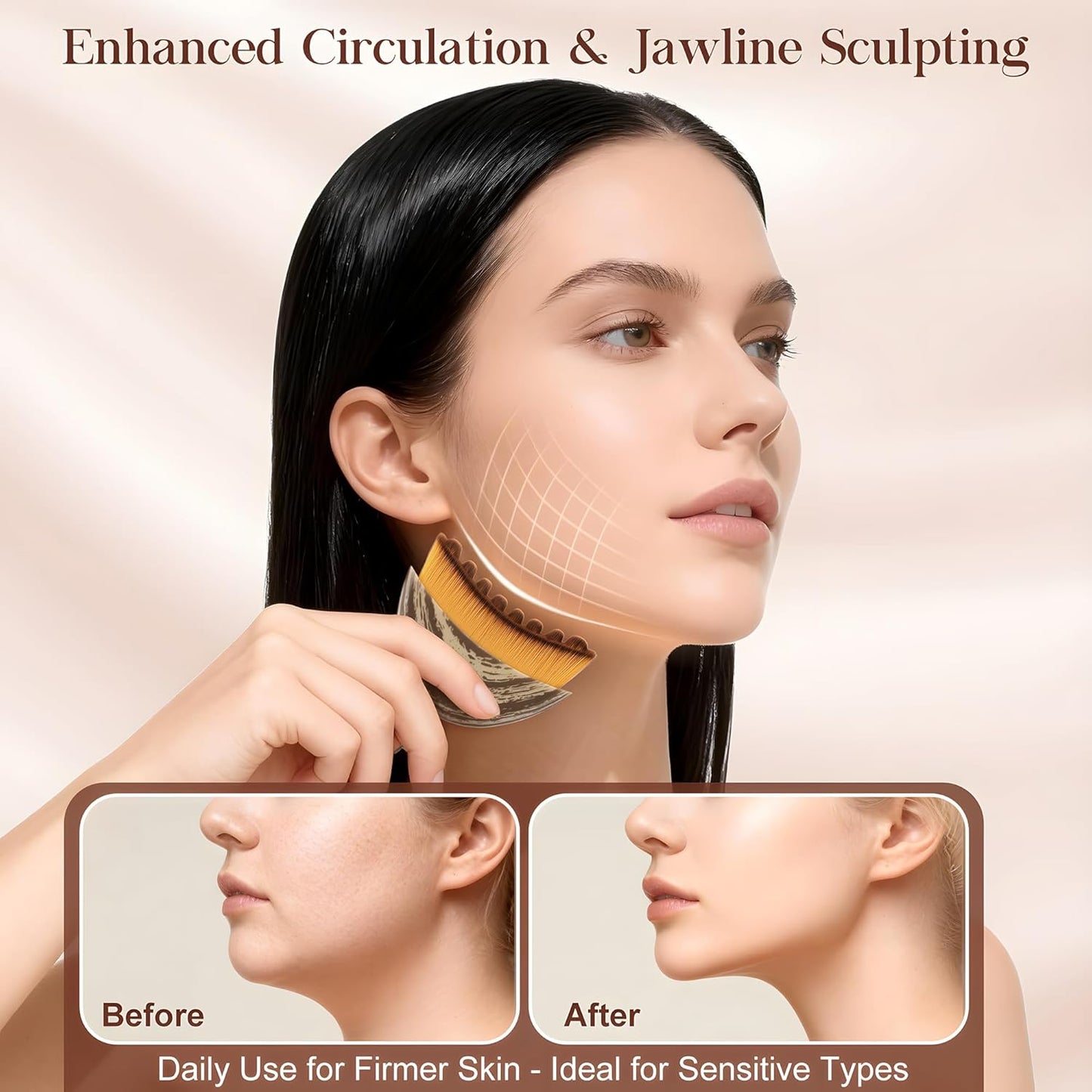 Lymphatic Contour Face Brush Facial Tool Dry Sculpting Massage Skin Gua Sha Beauty Glow Soft