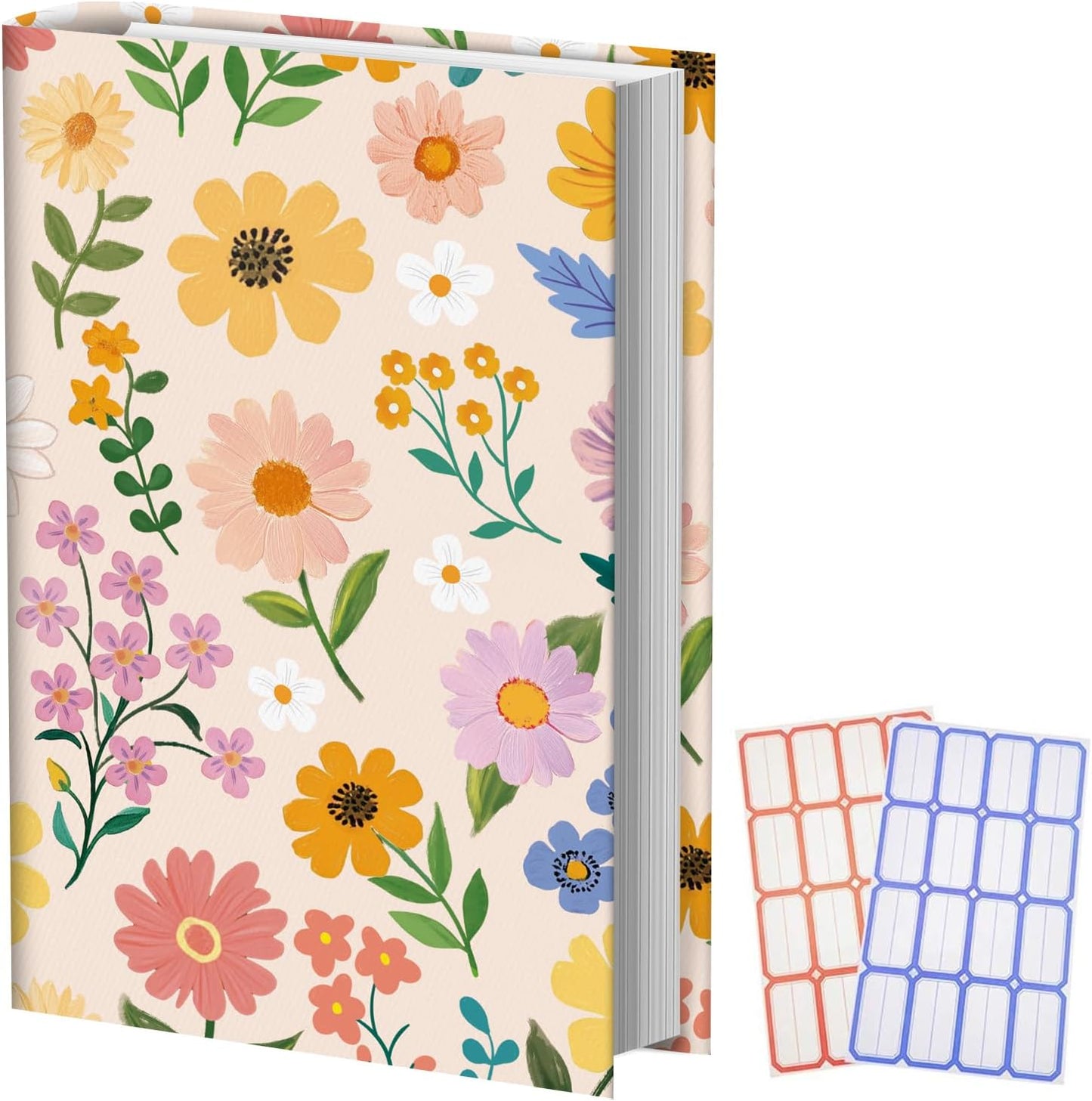 Anseal 1 Pack Floral Pattern Stretchable Book Sleeve Cover for Paperbacks Hardcovers Textbooks up to 9" x 12", Washable Reusable Book Protector with 2 Labels