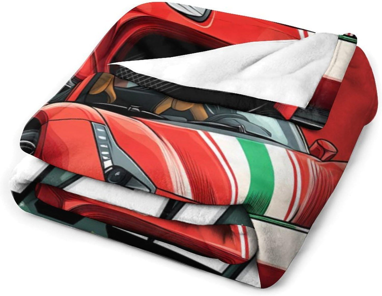 Funny Italian Sportscar Throw Blanket for Couch Bed Plush Cozy Fuzzy Flannel Blanket for All Season 66"x90"