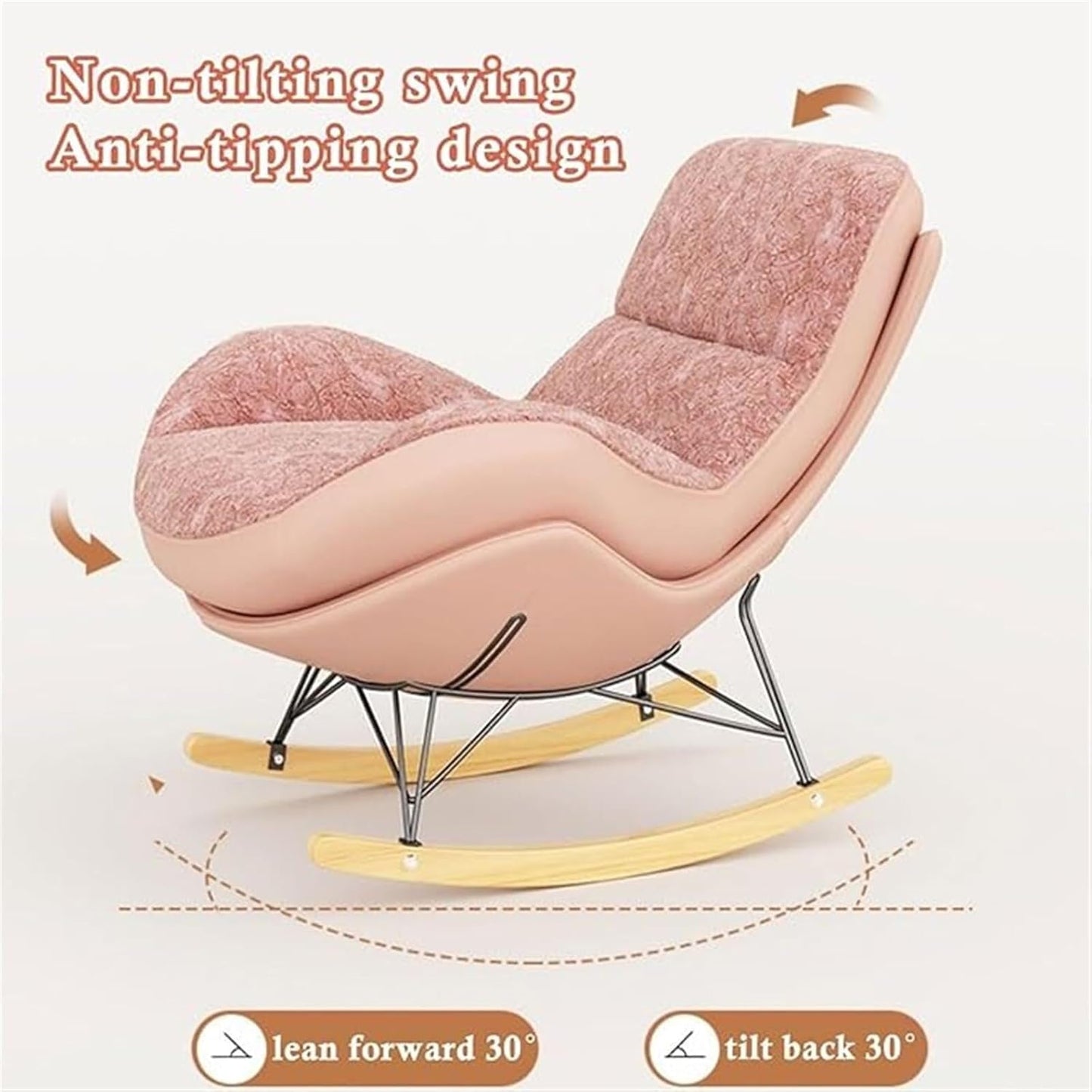 LSLYTQ Indoor Comfortable Sofa Rocking Chair, Upholstered Velvet Lounge Chair with Thick Cushion for Reading Naping,Living Room Accent Furniture Chairs