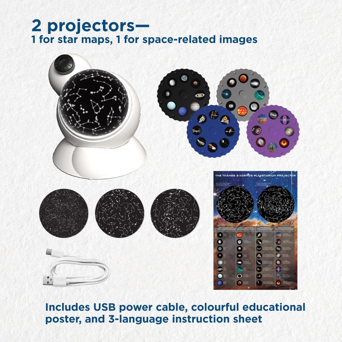 The Thames & Kosmos Planetarium Projector Essential STEM Tool | Illuminate Your Room as a Planetarium Theater | Dual Projector Casts Star Maps & Space-Themed Images from the James Webb Space Telescope