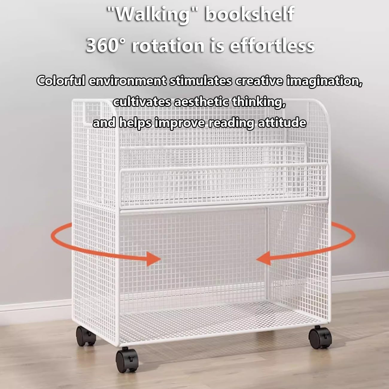 Book Shelf Organizer for Kids,Modern Open Bookshelf,Door Behind Magazine Organizer Rack,Narrow Floor Standing Bookshelf Organizer,for Children's Room Playroom Daycare School.(White)