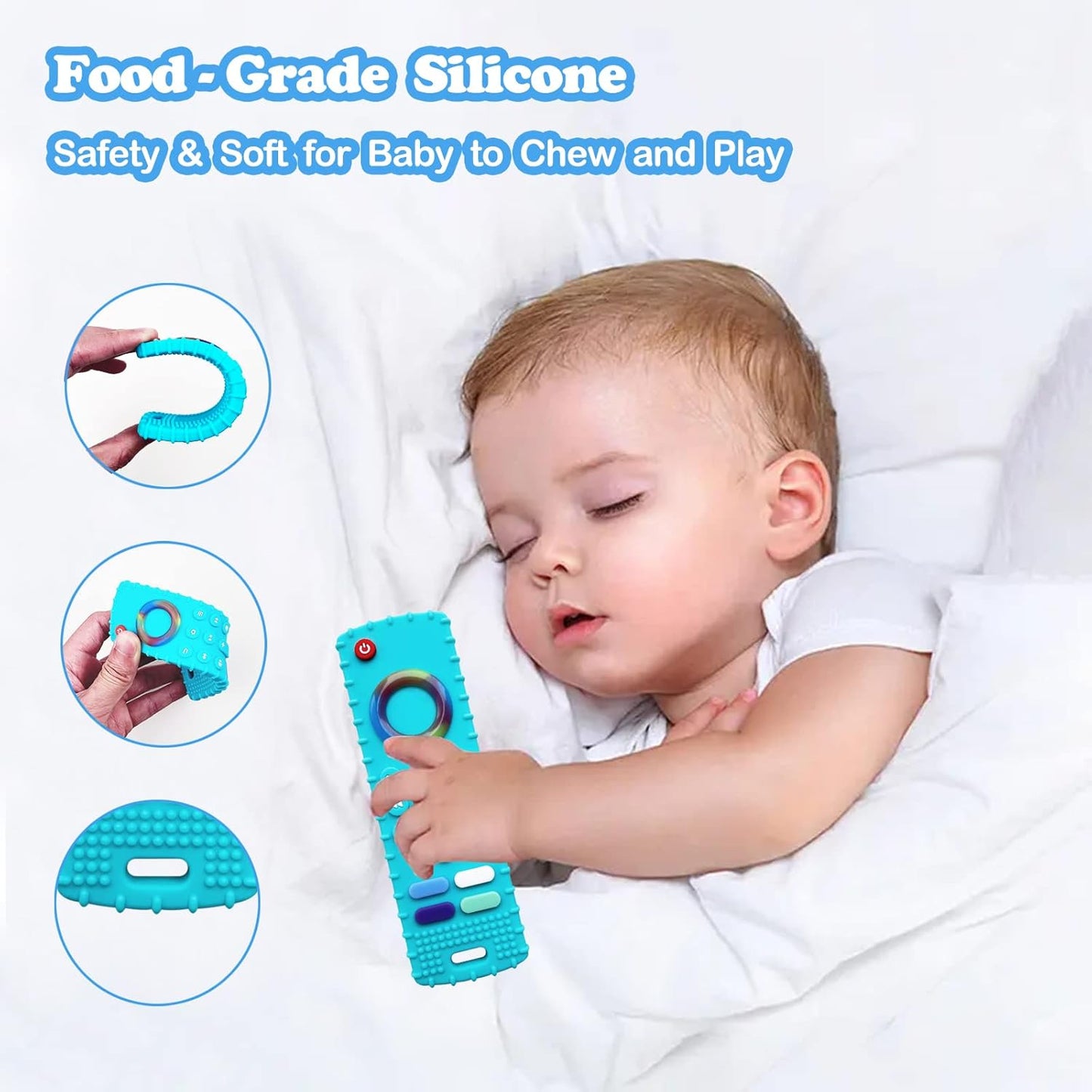 2-Pack Silicone Baby Teething Toys, Fire TV Remote Teethers for 6-12-18 Months Infant, Fire Remote Shape Toddlers Silicone Teethers for Boys and Girls Sensory Toy