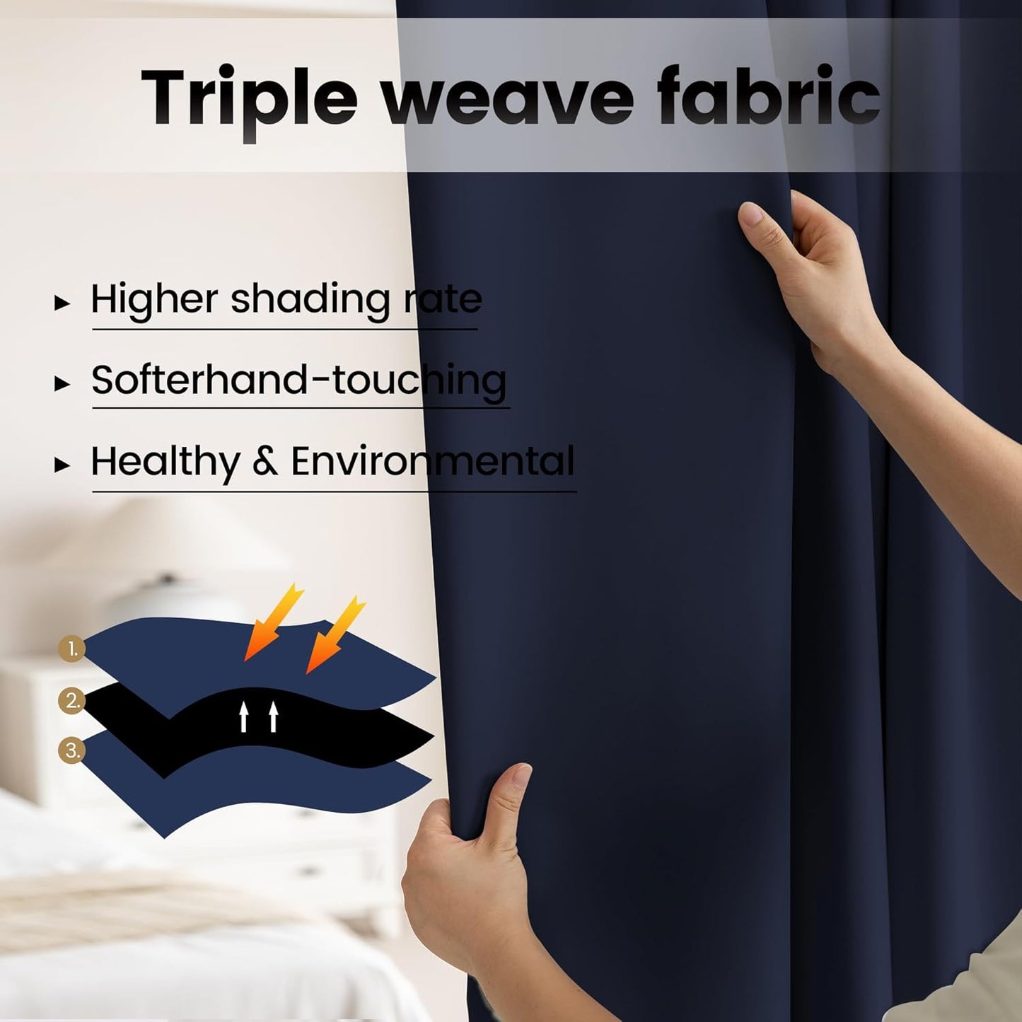 Extra Wide Room Divider Blackout Ceiling Theater Curtains with Hook, Floor Theater Curtains for Living Room(1Panel, Navy, W8.3ft x H9ft)