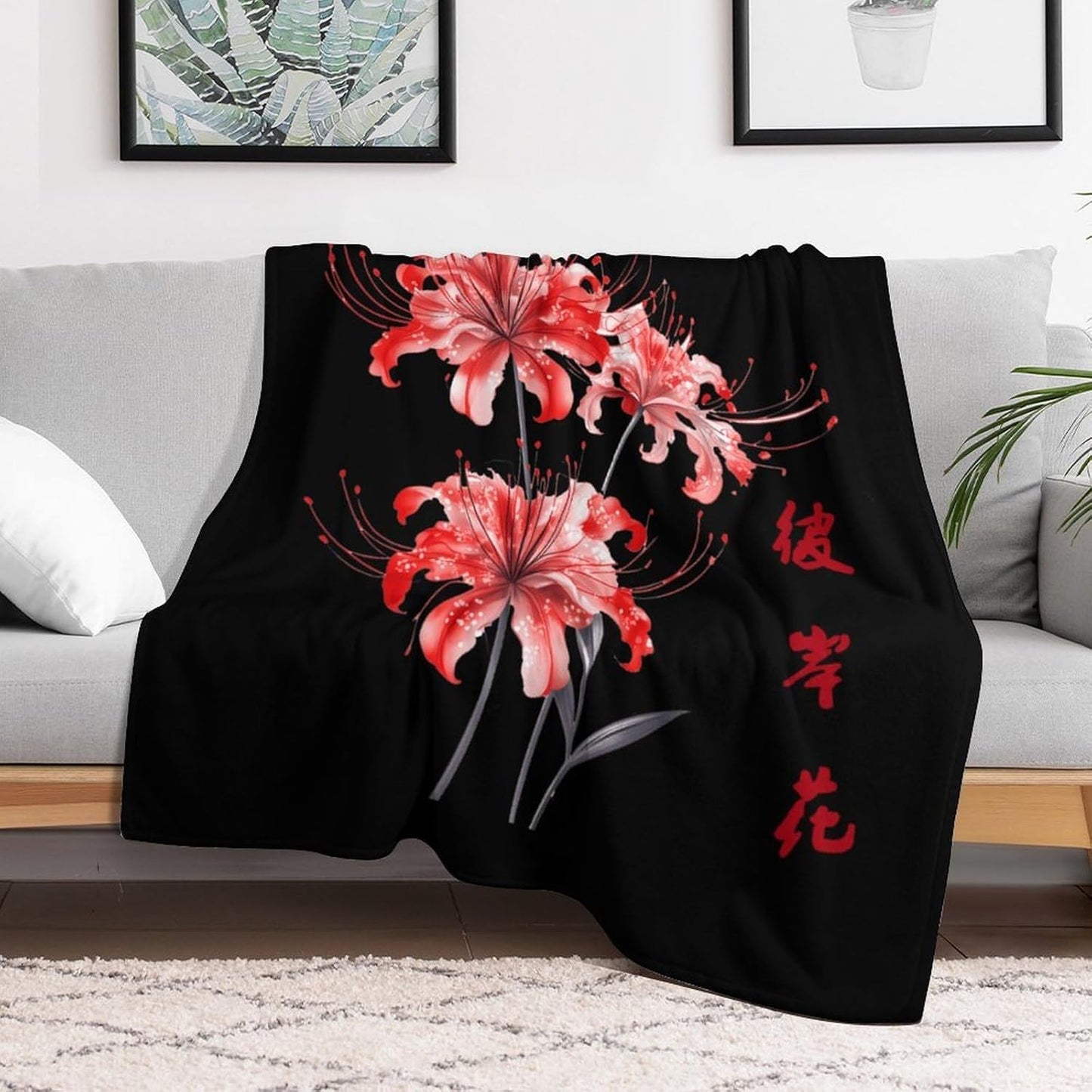 Higanbana Red Spider Lily Flannel Blanket Cozy Fuzzy Plush Throw Blankets for Couch Bed 30"*40"（76 * 100cm）